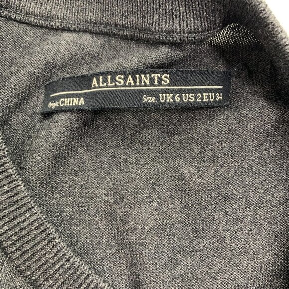 All Saints Sago Sweater Dress Gray Silk Blend Asymmetrical Cut Out Shoulder Sz 2 - Picture 5 of 10